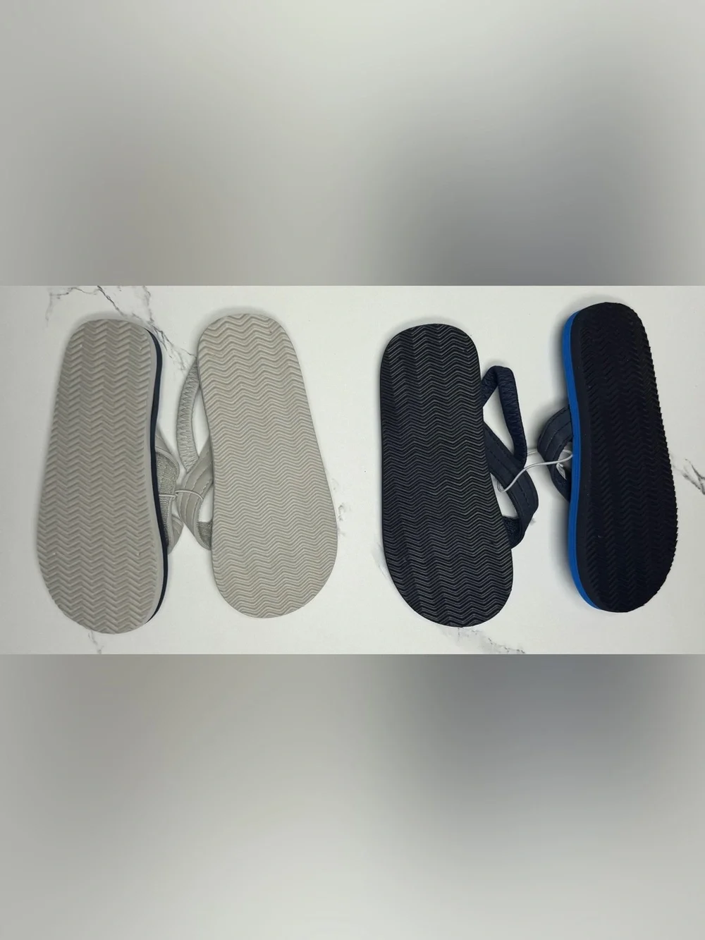 Kids Blue Shark and Navy Anchor Flip Flop Sandals
